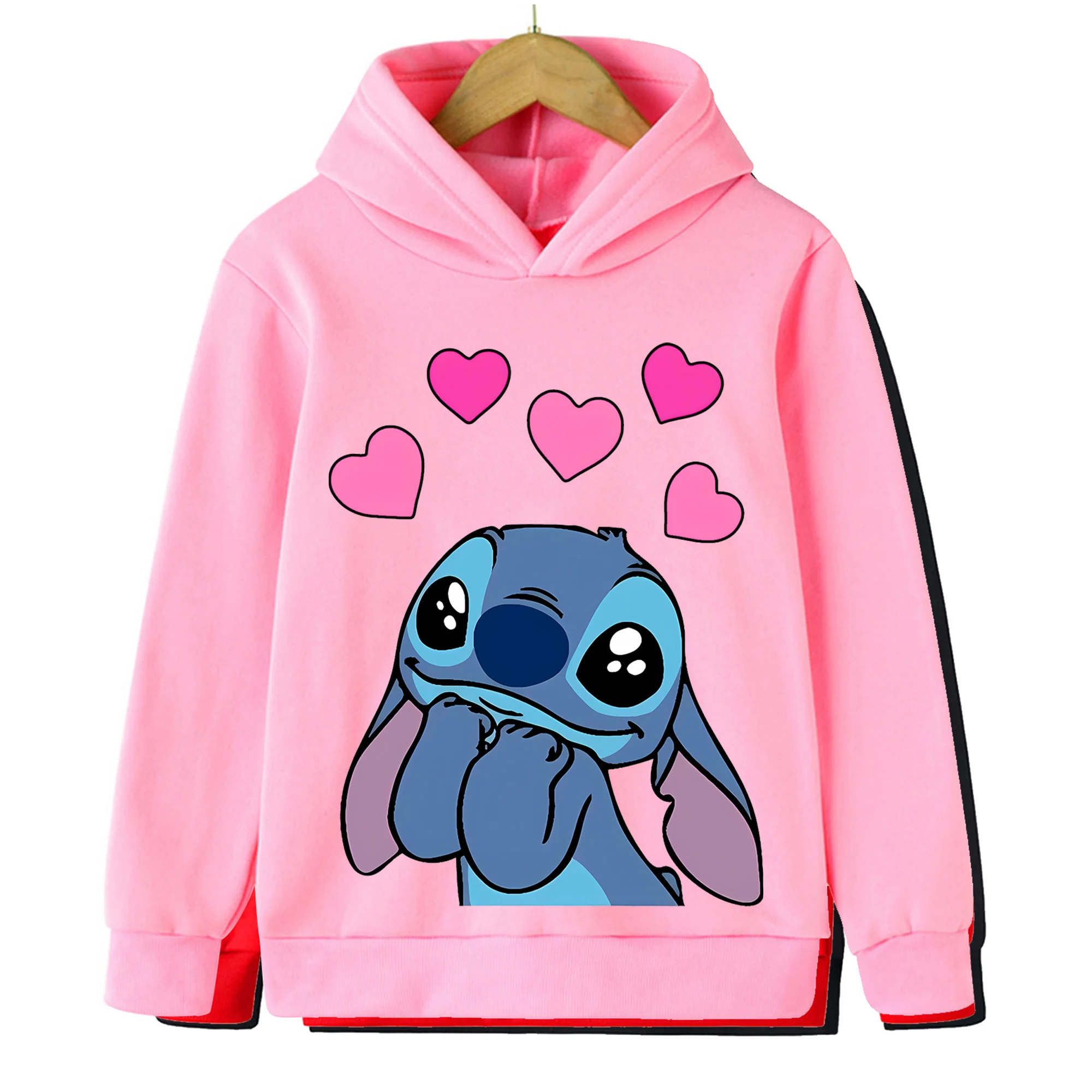 Kawaii Lilo Stitch Hoodie Kids Clothes Girls Clothing Fashion Baby Boys Clothes Autumn Warm Stitch Sweatshirt Children Tops