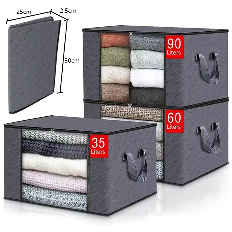 1/3pc Large Capacity Clothes Storage Bag Foldable Blanket Storage Bags Storage Containers for Organizing Bedroom Closet Clothing