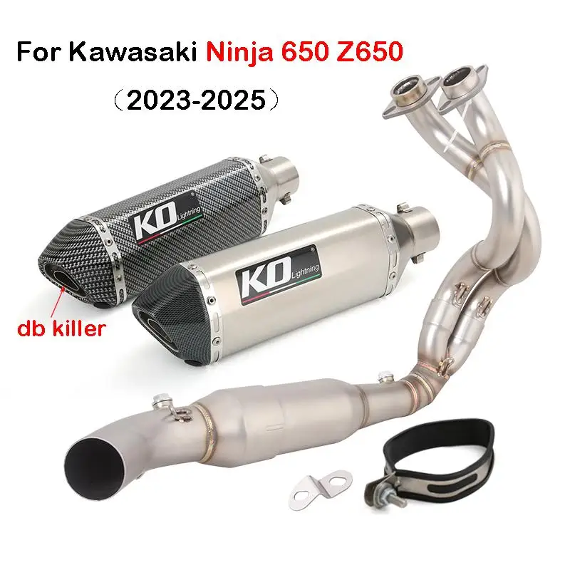 

For Kawasaki Ninja 650 Z650 2023-2025 Motorcycle Full Exhaust System Front Link Pipe Stainless Steel Slip On 51mm Muffler Escape