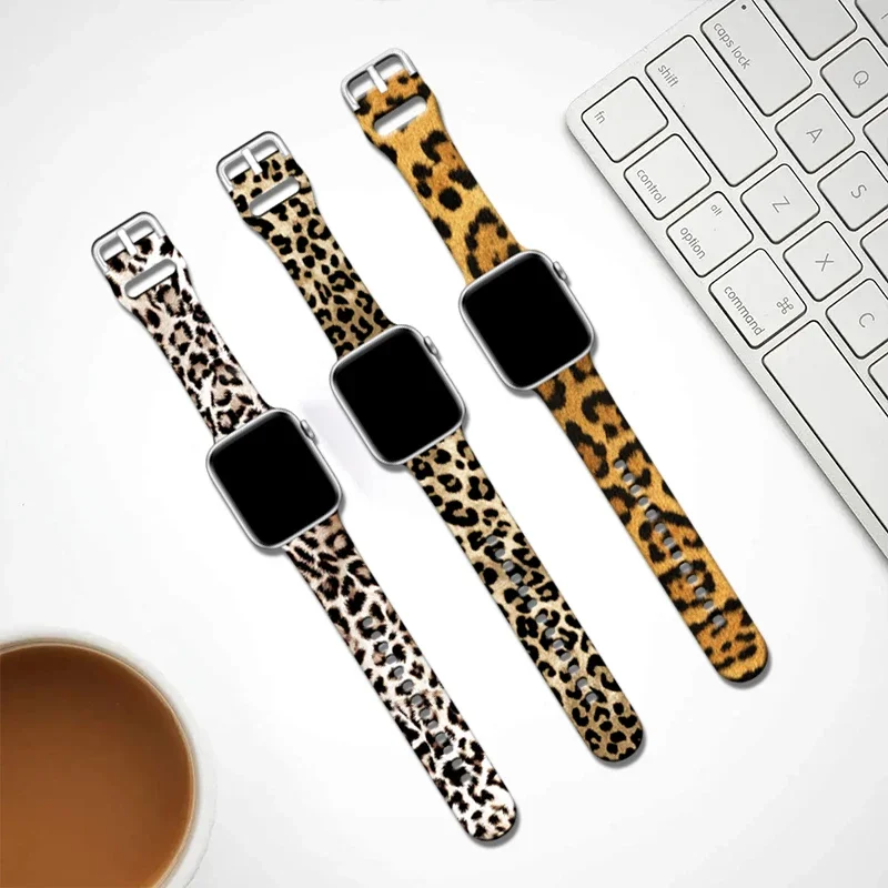 Leopard Strap for Apple Watch Ultra Band 9 8 7 45mm 41mm 49 44mm Silicone Wristband for IWatch Series 6 5 4 3 SE 42mm 40mm 38mm