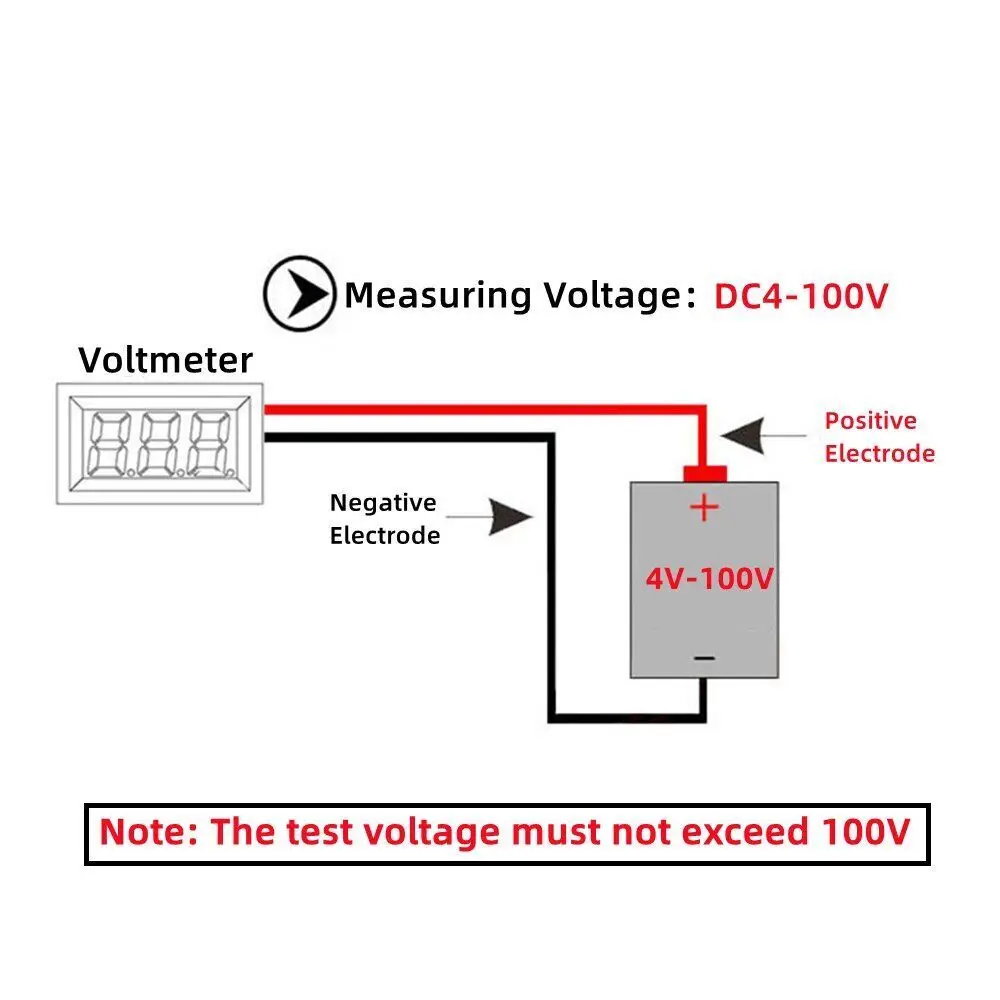 Car Voltmeter DC 4-100V LED Digital Display Round Two Wire Panel Voltage Meter