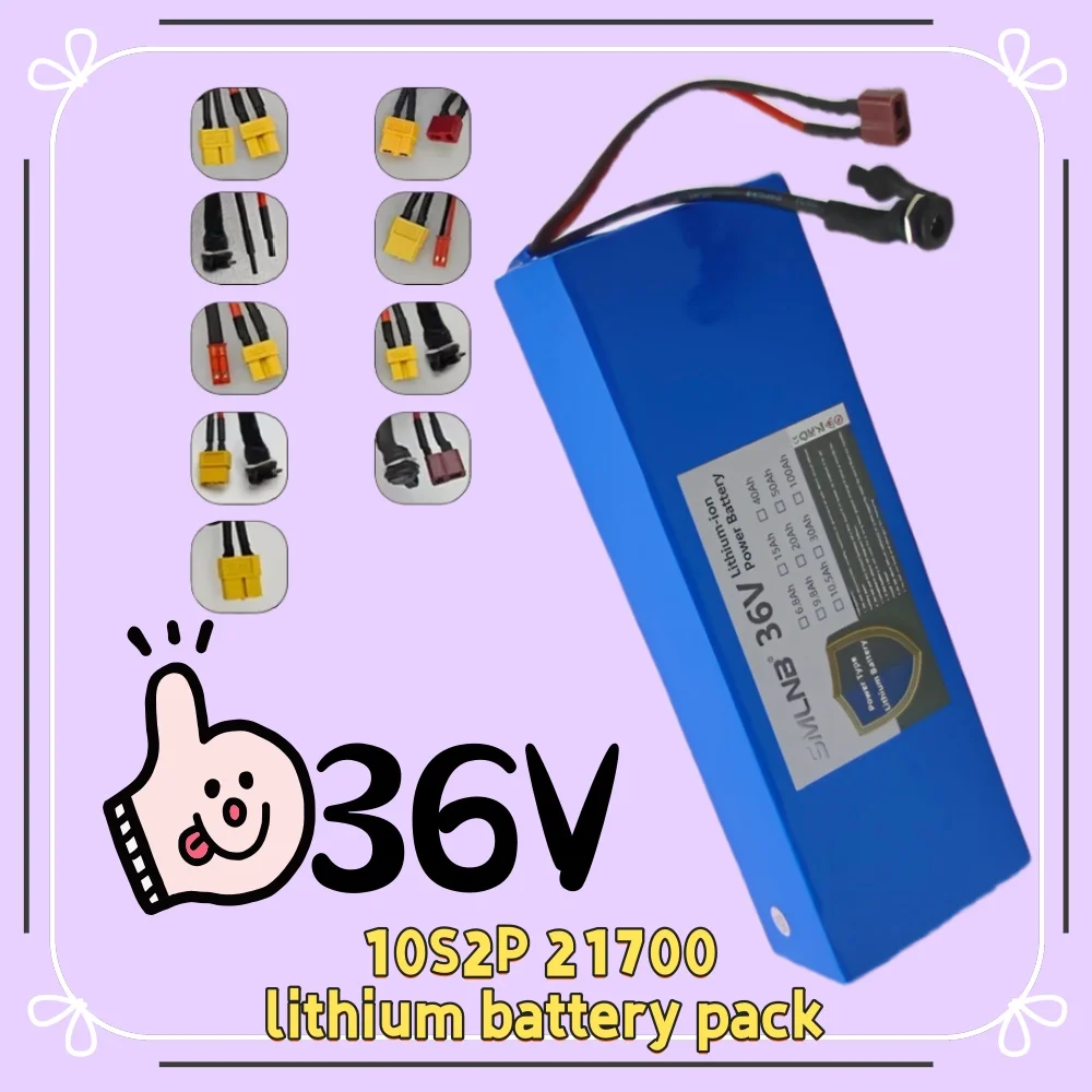 

10S2P 36V 9.8Ah Large Capacity 21700 Lithium Battery Pack for Fishing Bicycle Rechargeable Battery with BMS Charger