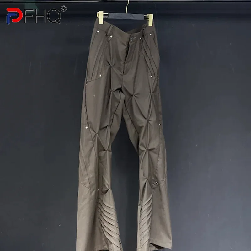 PFHQ Solid Color Men Pants American High Street Workwear Casual Multiple Design 2024 Solid Color Male Trousers 21Z5108