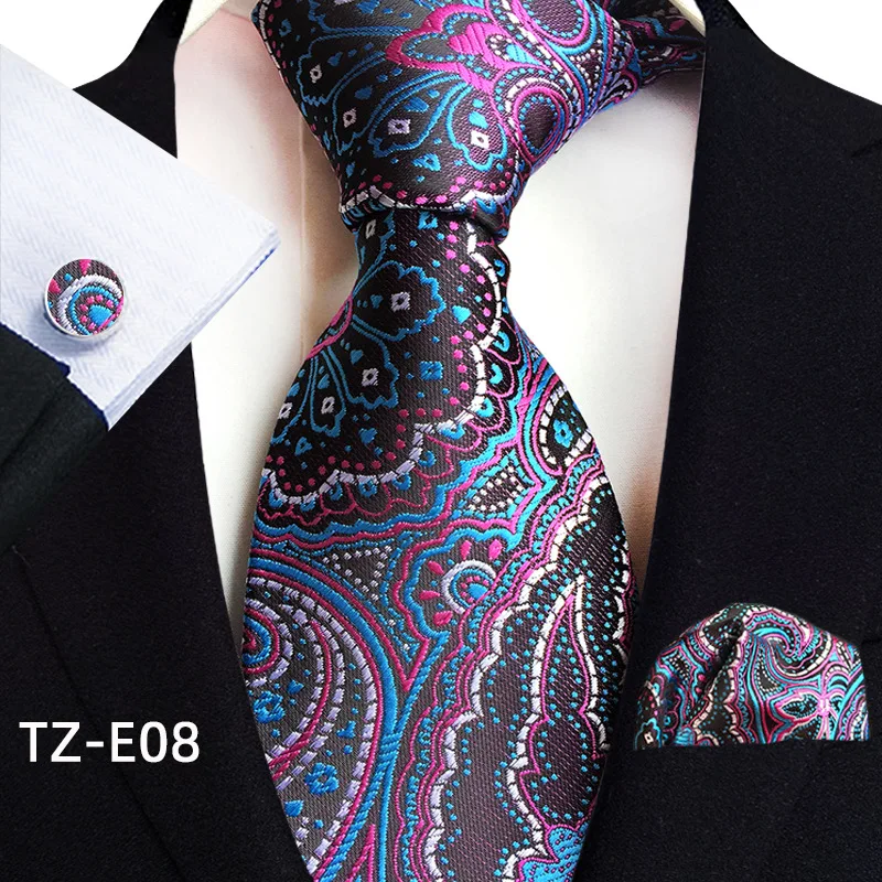 New Tie Square Scarf Cufflinks Three Piece Set Paisley Pattern Wedding Banquet Men\'s Formal Wear Hand Tie Wholesale