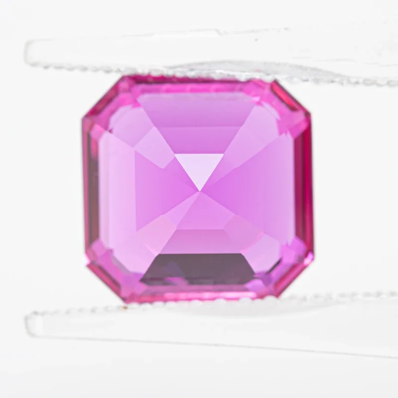 Top Lab Grown Sapphire Hot Pink Color Square Asscher Cut VVS1 Charms DIY for Jewelry Making Materials Selectable AGL Certificate