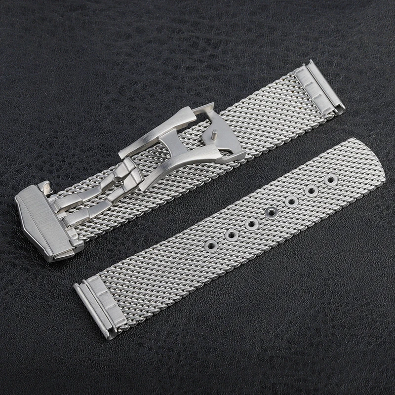 Heimdallr Mesh Watch Strap for NTTD Steel For Sea Ghost 20mm Stainless Steel Folding Clasp Mens Bracelet 20mm Band