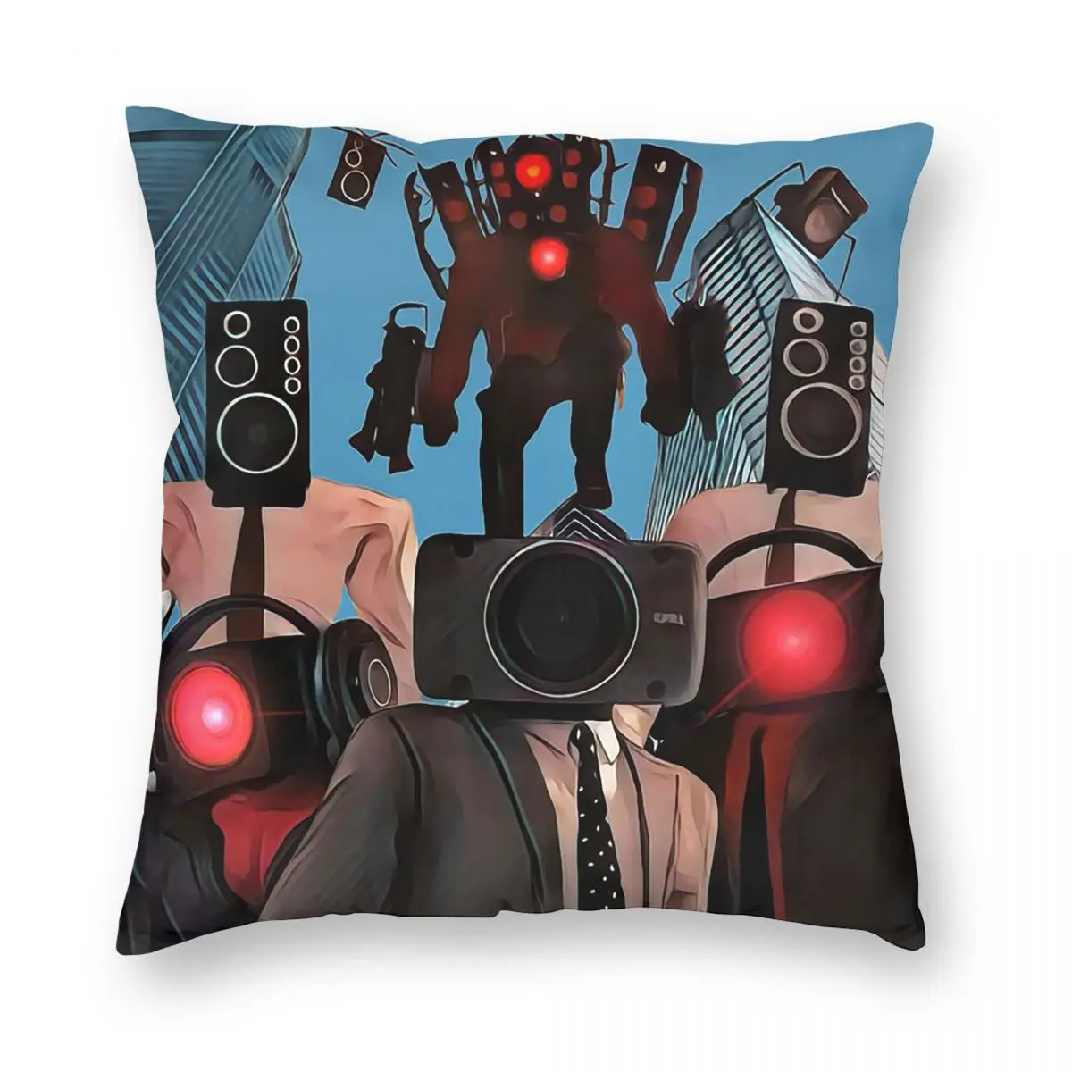 Skibidi Toilet Animation Square Pillowcase Pillow Cover Cushion Zip Decorative Comfort Throw Pillow for Home Bedroom