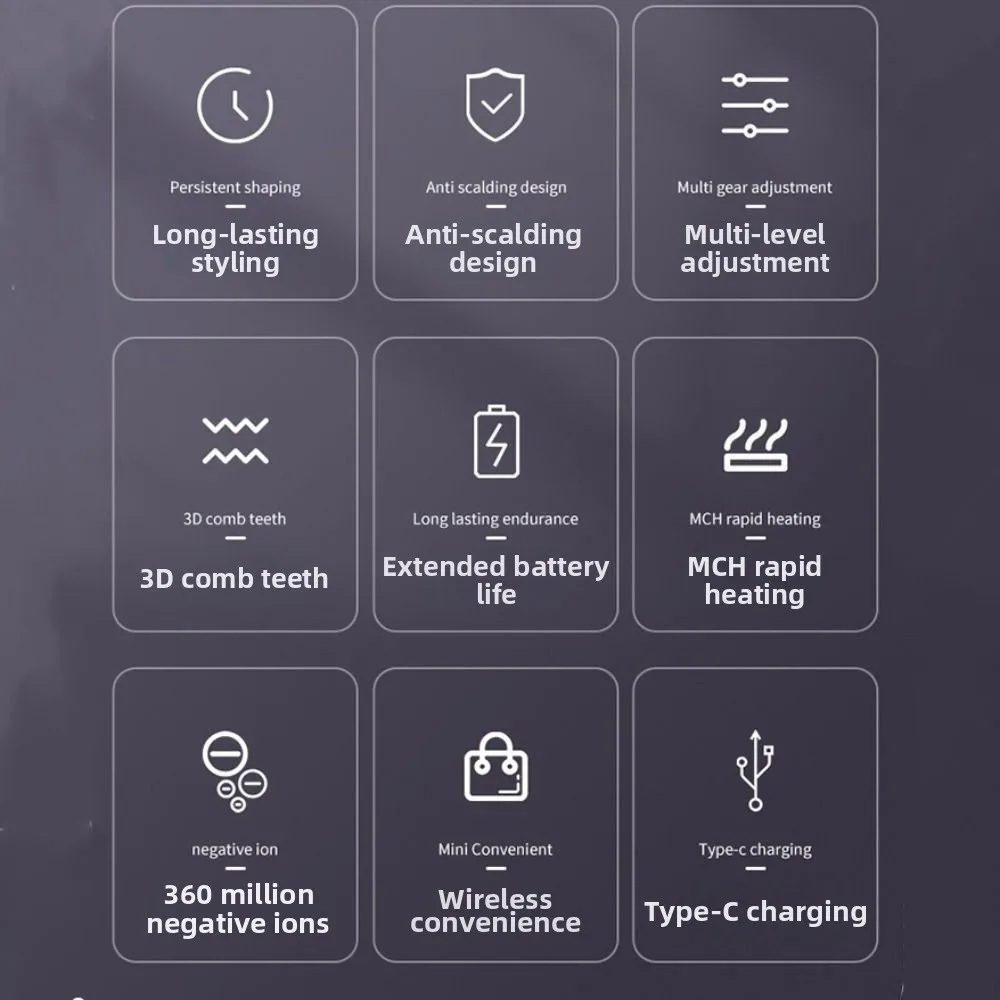 

Электрический выпрямитель для волос с 3 настройками температуры, щетка с двойным управлением, защита от ожогов, нагревательная расческа, портативная