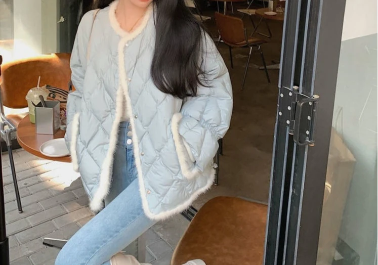 Lingge Down Cotton Jacket Women's Winter Design Sense Lightweight Cotton Jacket New Style