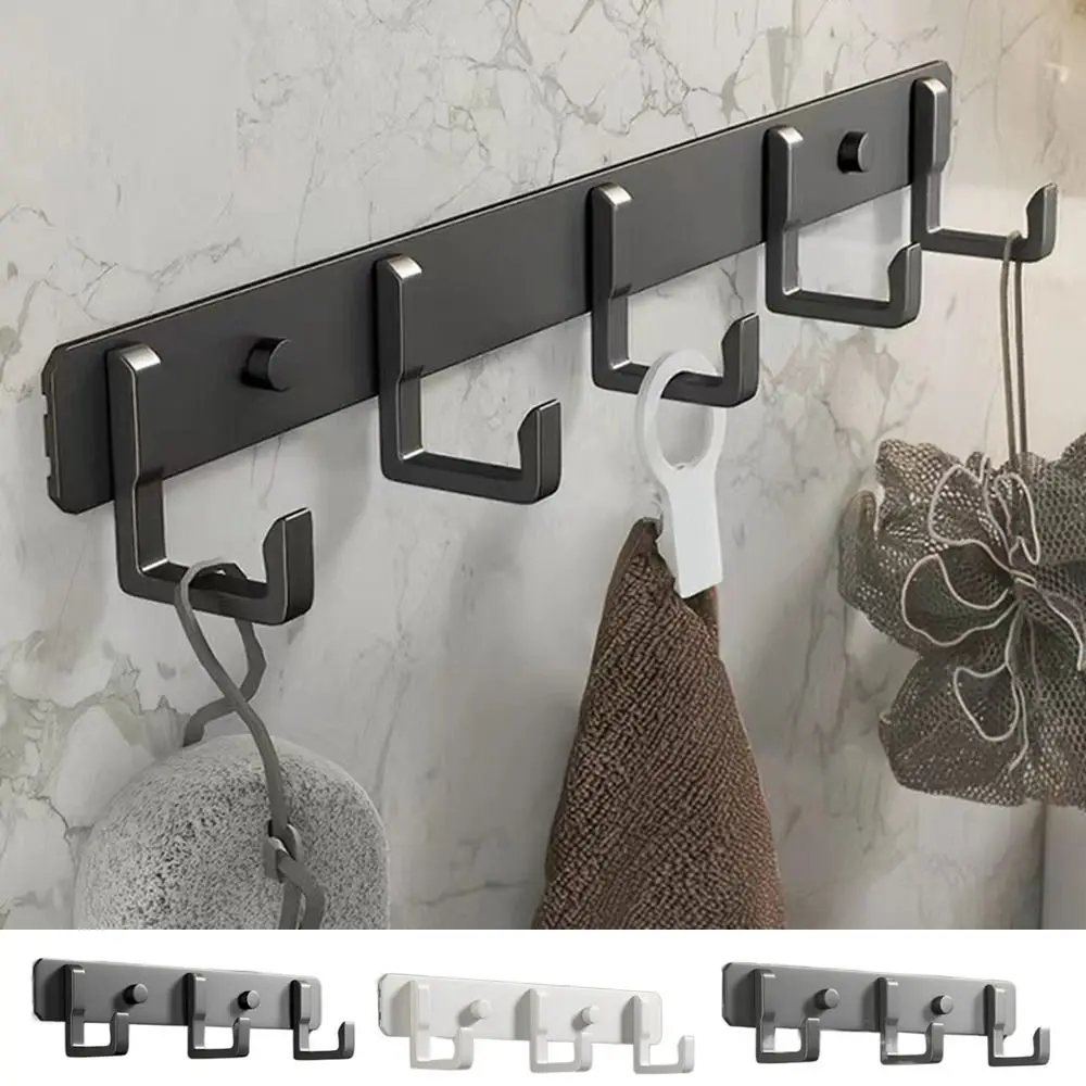 Black/White/Grey Space Aluminum Row Hook Wall Hanging Heavy Duty Towels Robe Hook Strong Adhesive Save Space Clothes Coat Hook