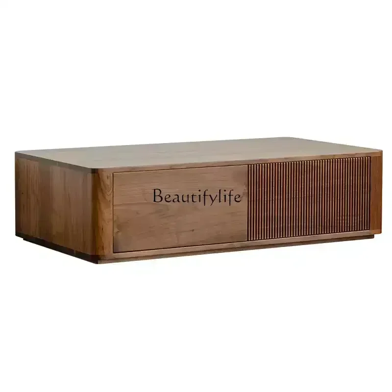 

FG10Black walnut coffee table living room household small apartment Nordic retro small table modern and simple