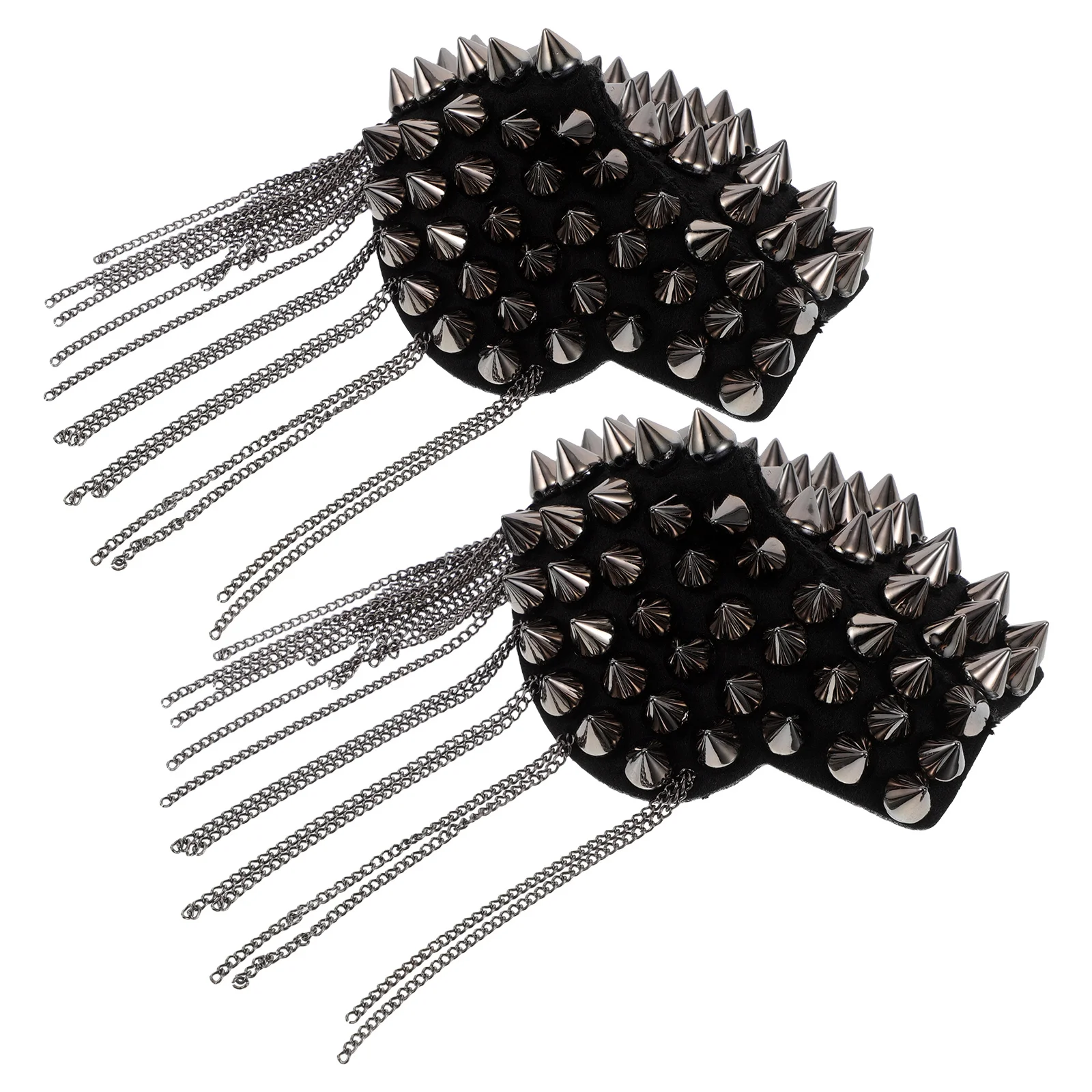 

1 Pair Black Metal Rivet Tassel Epaulets Punk Shoulder Badge For Men Women Vintage Decorative Uniform Pad Costume