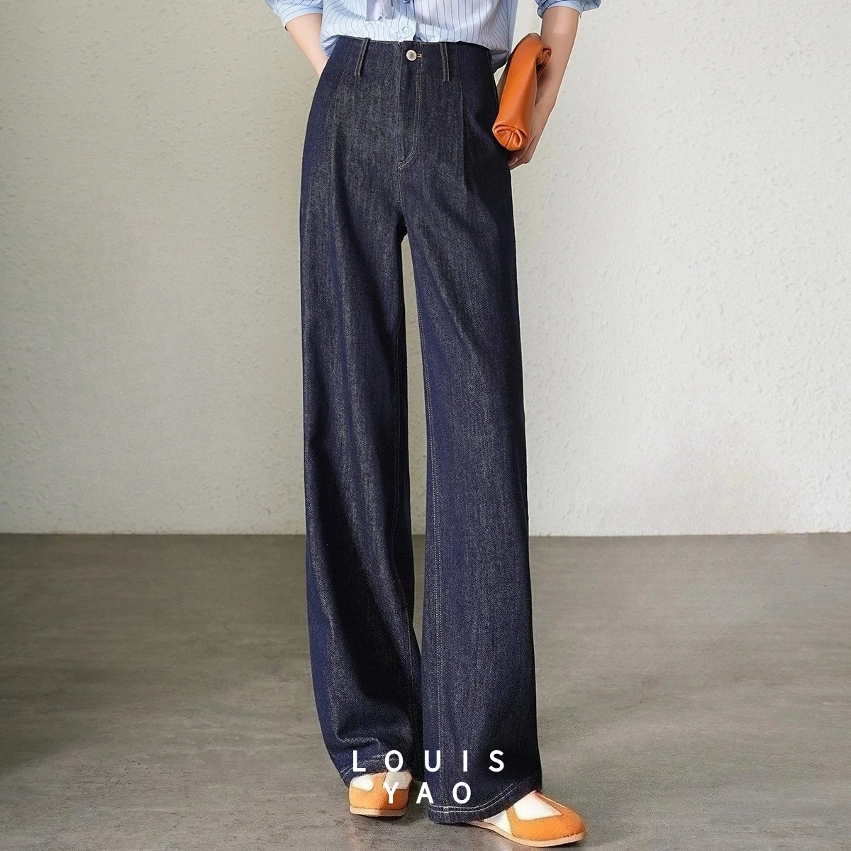 

LOUISYAO Fashion Women's High Waist Jeans 2025 Autumn/Winter Jeans Vintage Senior Label Design Loose Long Women's Denim Pants