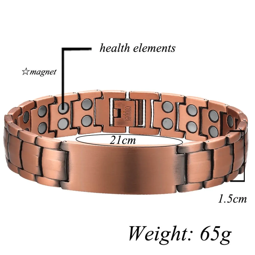 Copper Magnetic Bracelet Personalize ID Name Bracelets for Men Women Adjustable Wristband Alert Bracelet