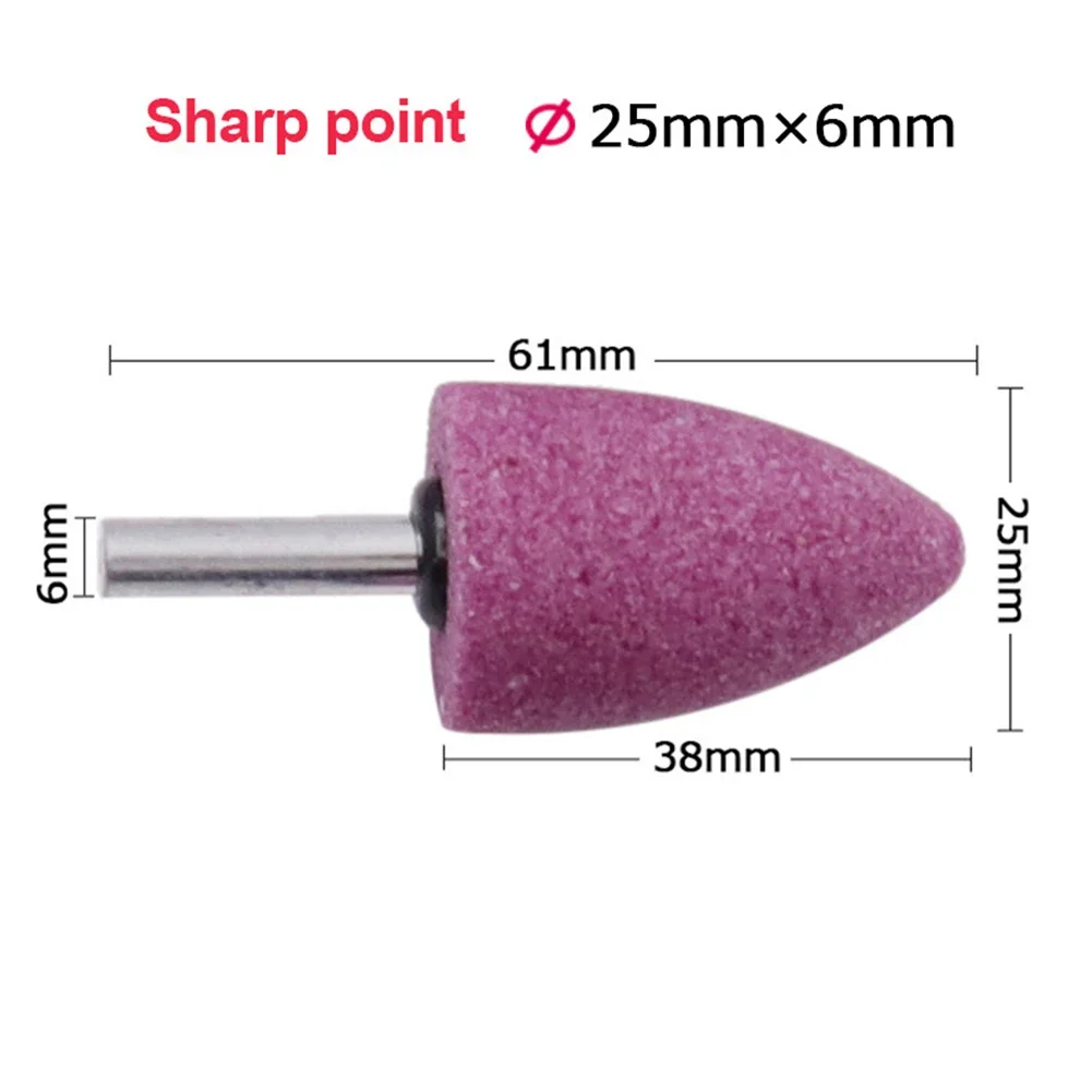 1Pc Grinding Head 6mm Shank Red Corundum Wheel Grinding Head Optional Size For Metal Abrasive Tools Polished And Rust Removed