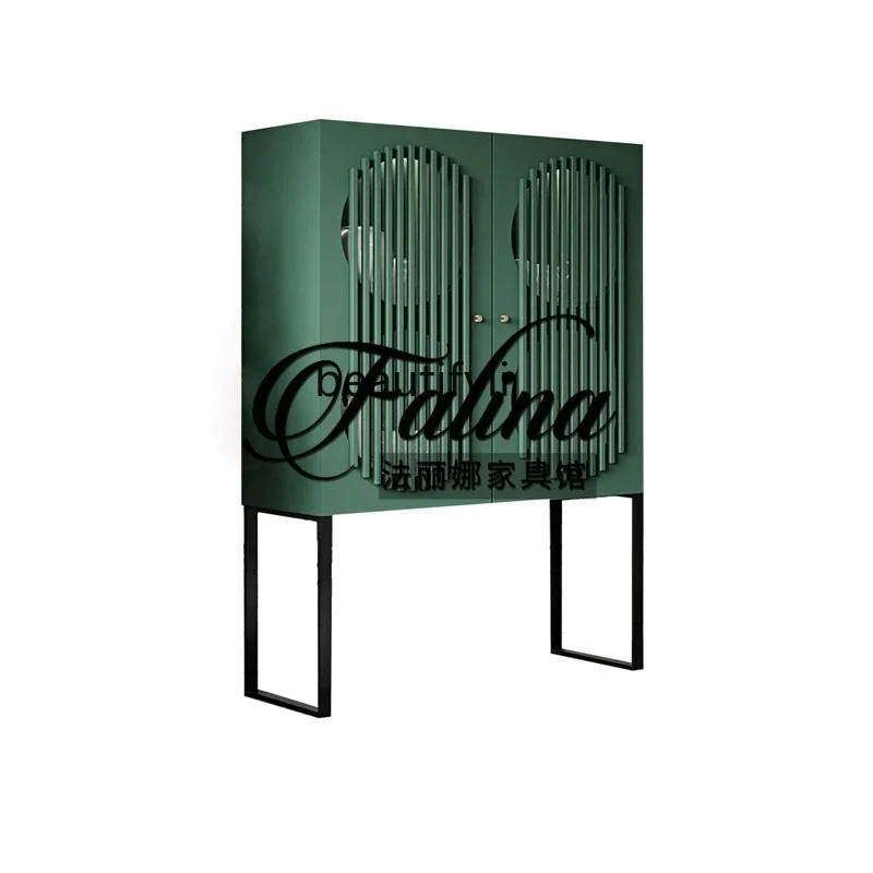 A16 American light luxury solid wood double door wine cabinet living room against the wall simple locker entranceFrench high cab