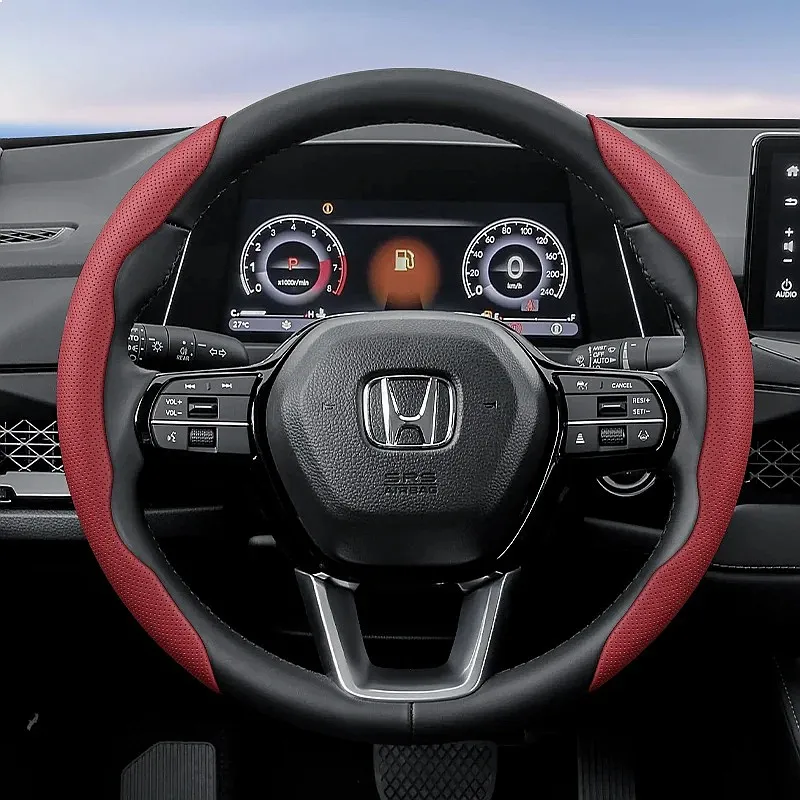 Suitable for Honda's Breathable Holes Leather Steering Wheel Cover Segmented Quick Release Design Non-Slip and Durable