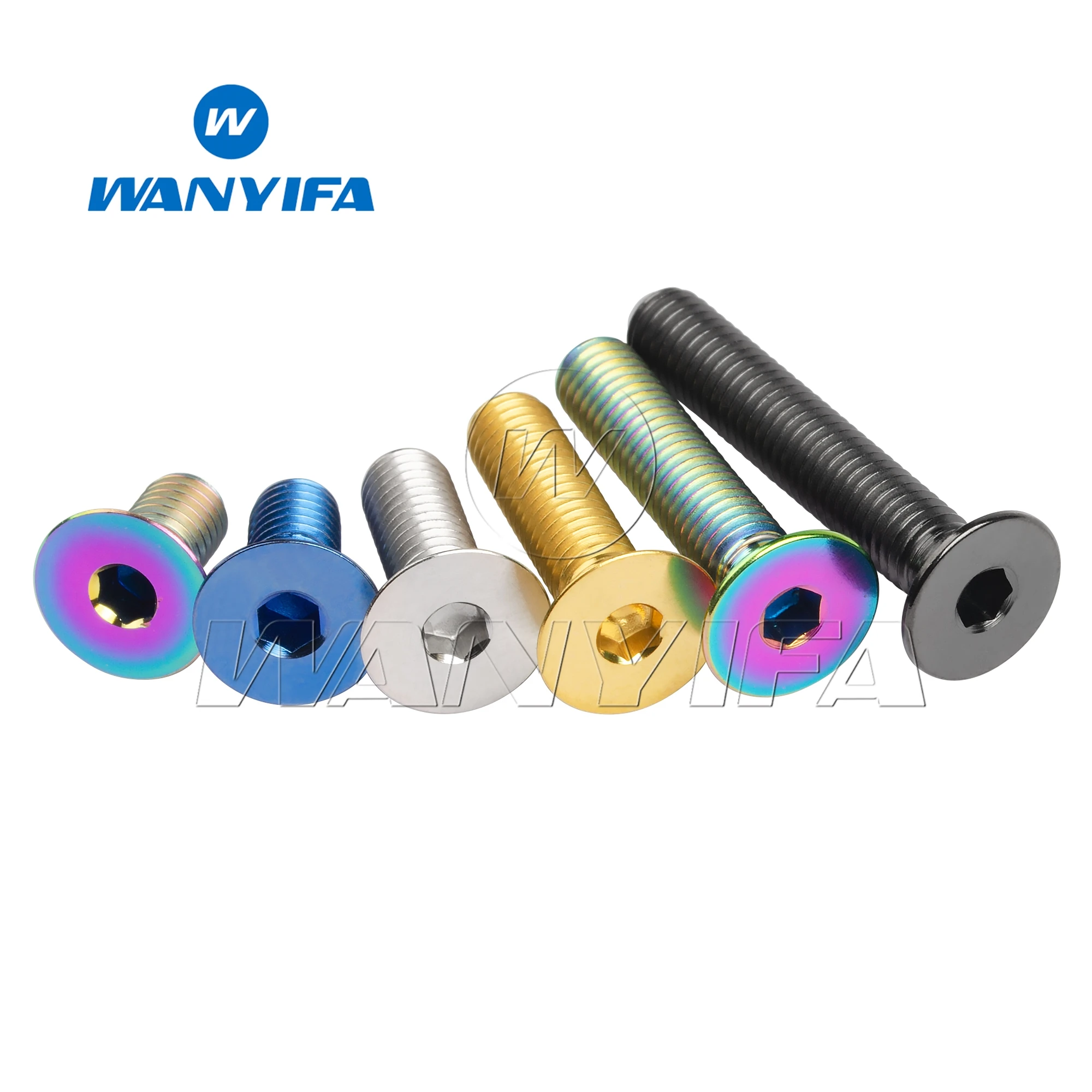 Wanyifa Titanium Ti M5 x 10 12 15 20 25 30mm Allen Key Flat Countersunk Head Screw Bolt