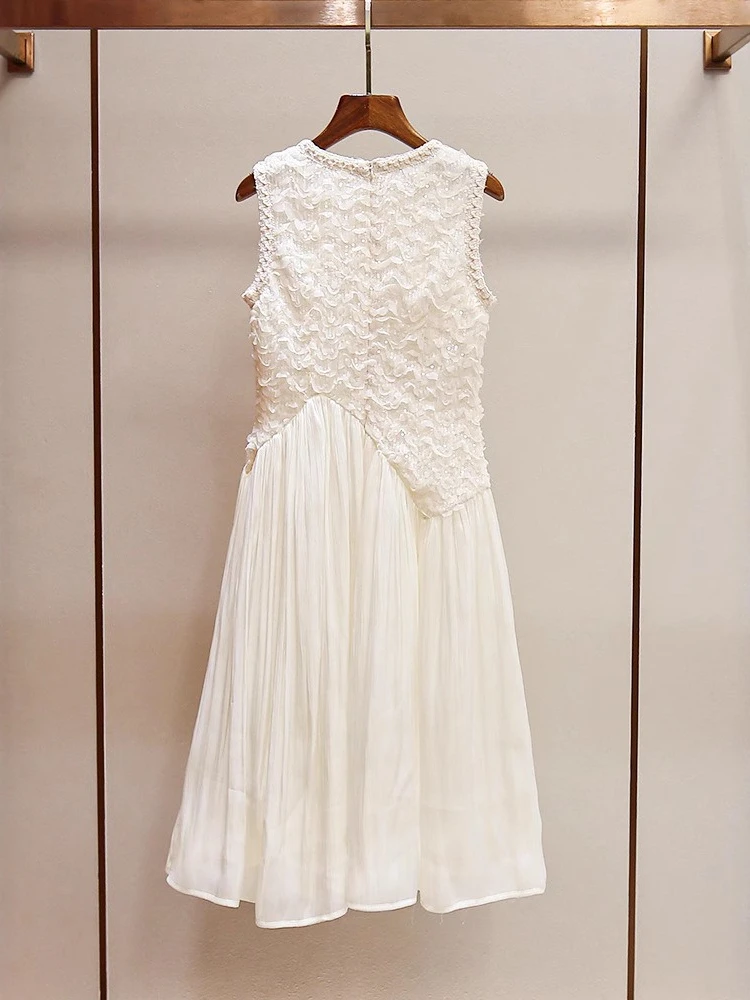 High End Women's Summer New Style French Style Small Fragrance Heavy Industry Sequin Sleeveless Vest Dress