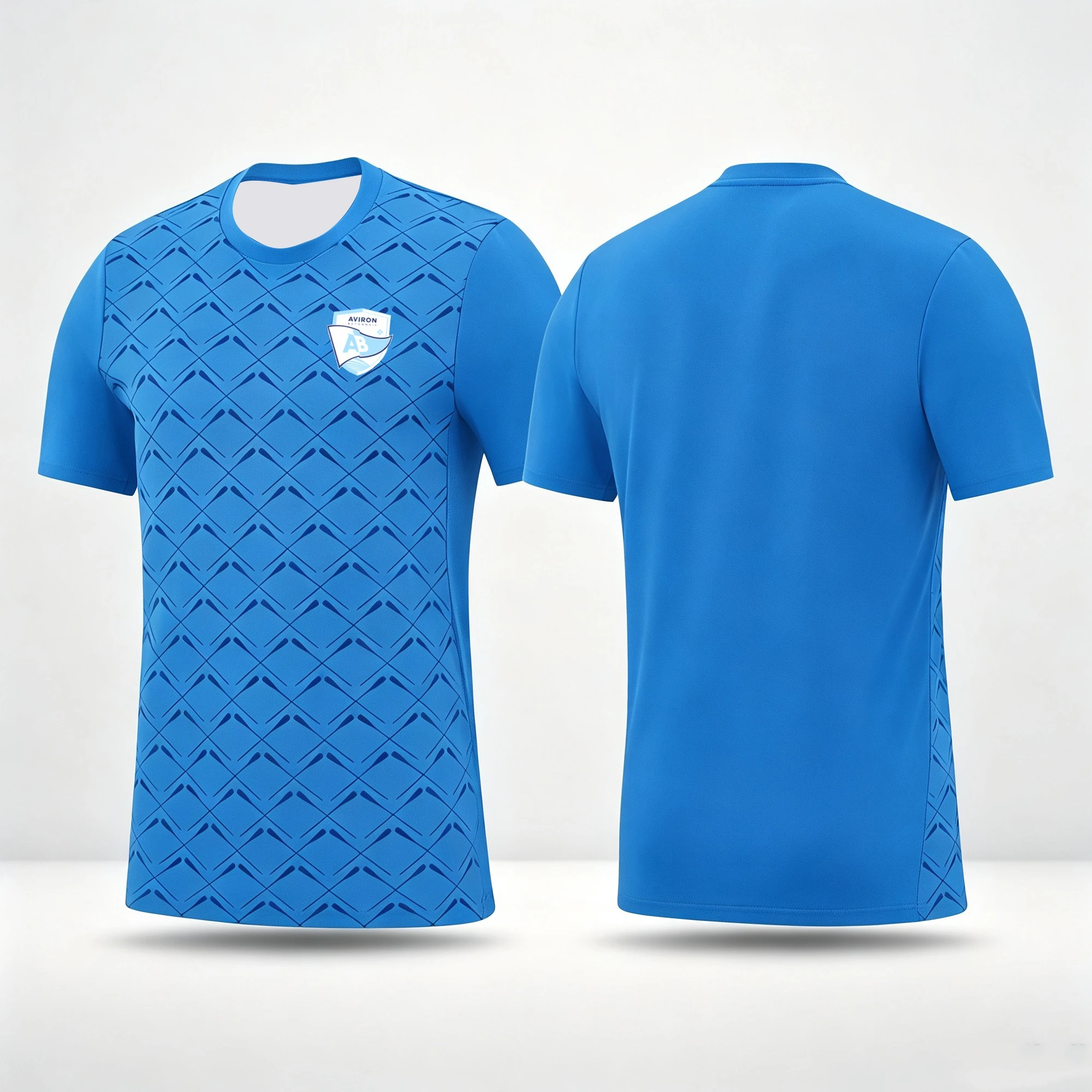 2026 Aviron Bayonnais Rugby-Trikot, hellblau-weiß, V-Ausschnitt, kurze Ärmel, Fan-Top zum 120. Jubiläum, Plus Size – Detail 4