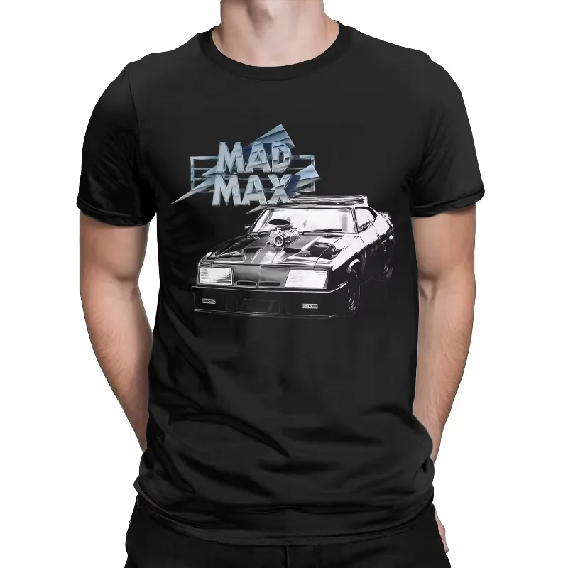 Men's Mad Max Pattern T-shirt - Bold Black T-shirt with Iconic Car Design, Suitable for Both Men and Women All Year Round Y2K
