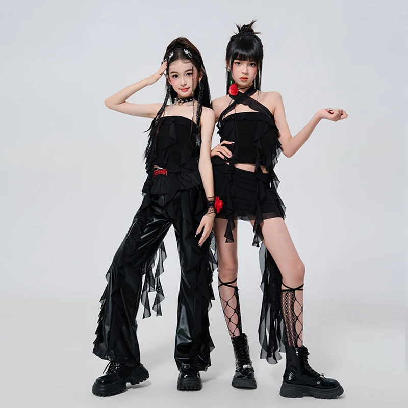 Per bambini K POP Stage Outfit Jazz Dance Costume Ragazze Hip-Hop Street Performance Abbigliamento Ragazza Gruppo Concerto Party Set XH2978