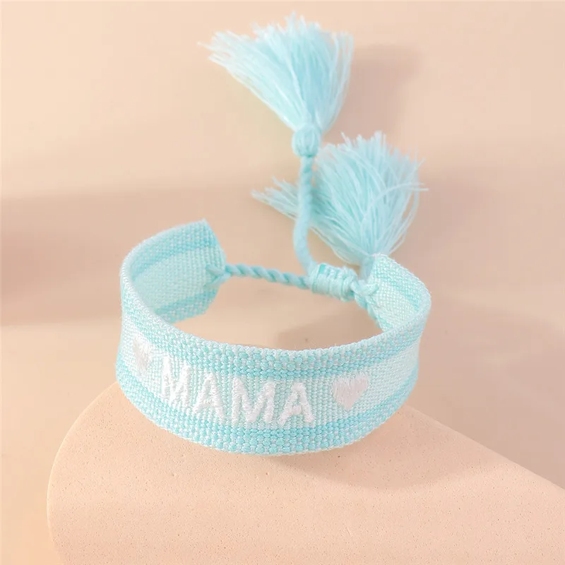 Neue Boho verstellbare gewebte Seil Armbänder Armreif Stickerei geflochtene Quaste beste Mutter Mama Armbänder für Muttertag Schmuck Geschenke – Detail 11