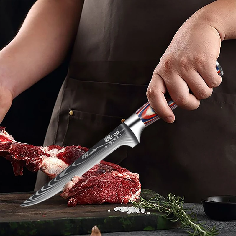 Professional Kitchen Chef's Knife Damascus Japanese Santoku Slicing Knife Meat Cleaver Stainless Steel Butcher Knife with Box image 3