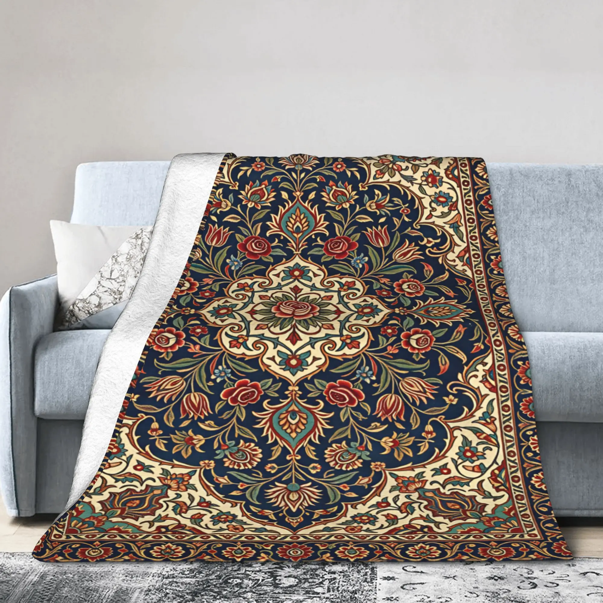 Persian Vintage Central Medallion Bedding Throws Soft Cozy Trend Blanket  For Living Room Camping Flannel Bedspread Bed Cover
