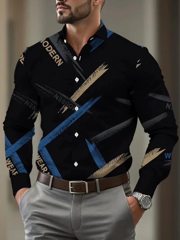 New Men's Long Sleeve Shirt Fashion Western Horse Casual Versatile Fashion 3D Flower Printed Summer Top2025