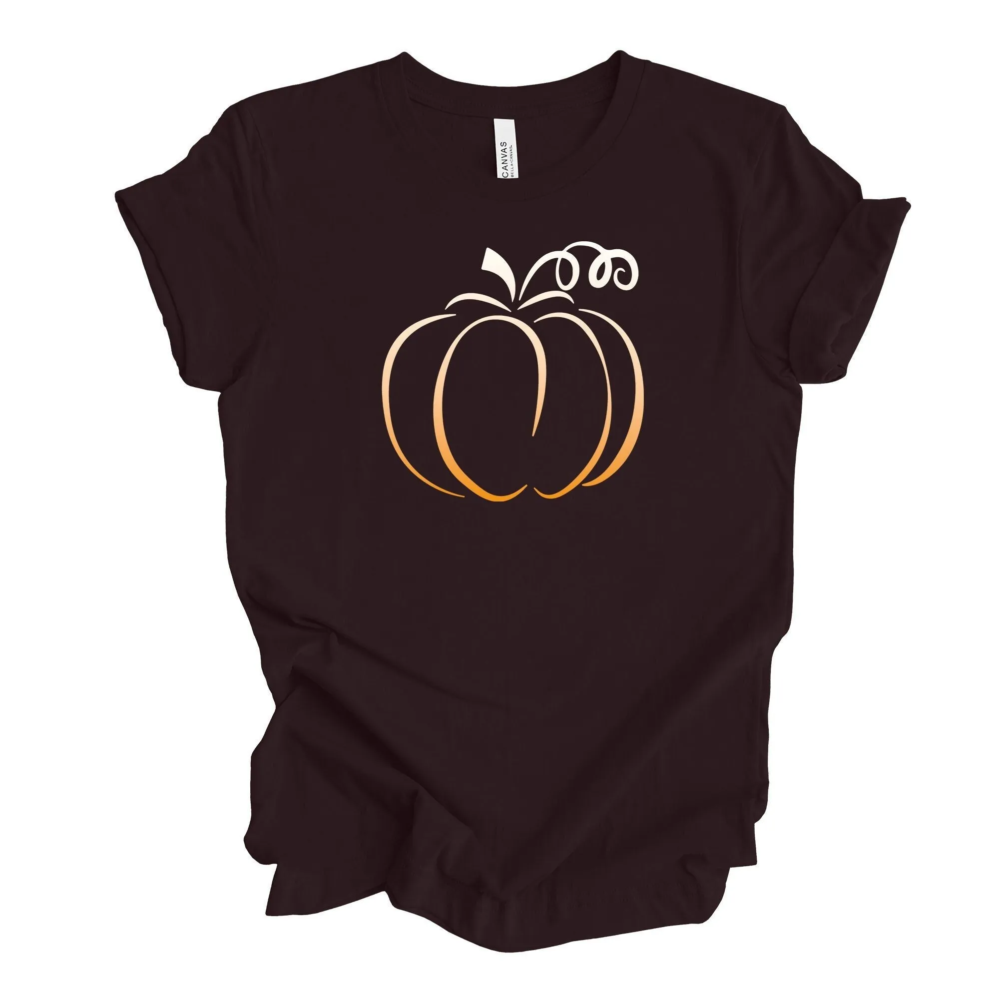 Fall Pumpkin T Shirt Beautiful Ombre Outline Design On Premium Bella Canvas Unisex 3 Color Choices Plus Size