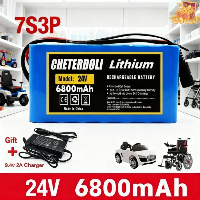 Longer Life 24V 6.8Ah Li-ion Battery Maintenance Free for Wheelchair Scooter 7S3P 18650 Better Than Lead Acid with Charger