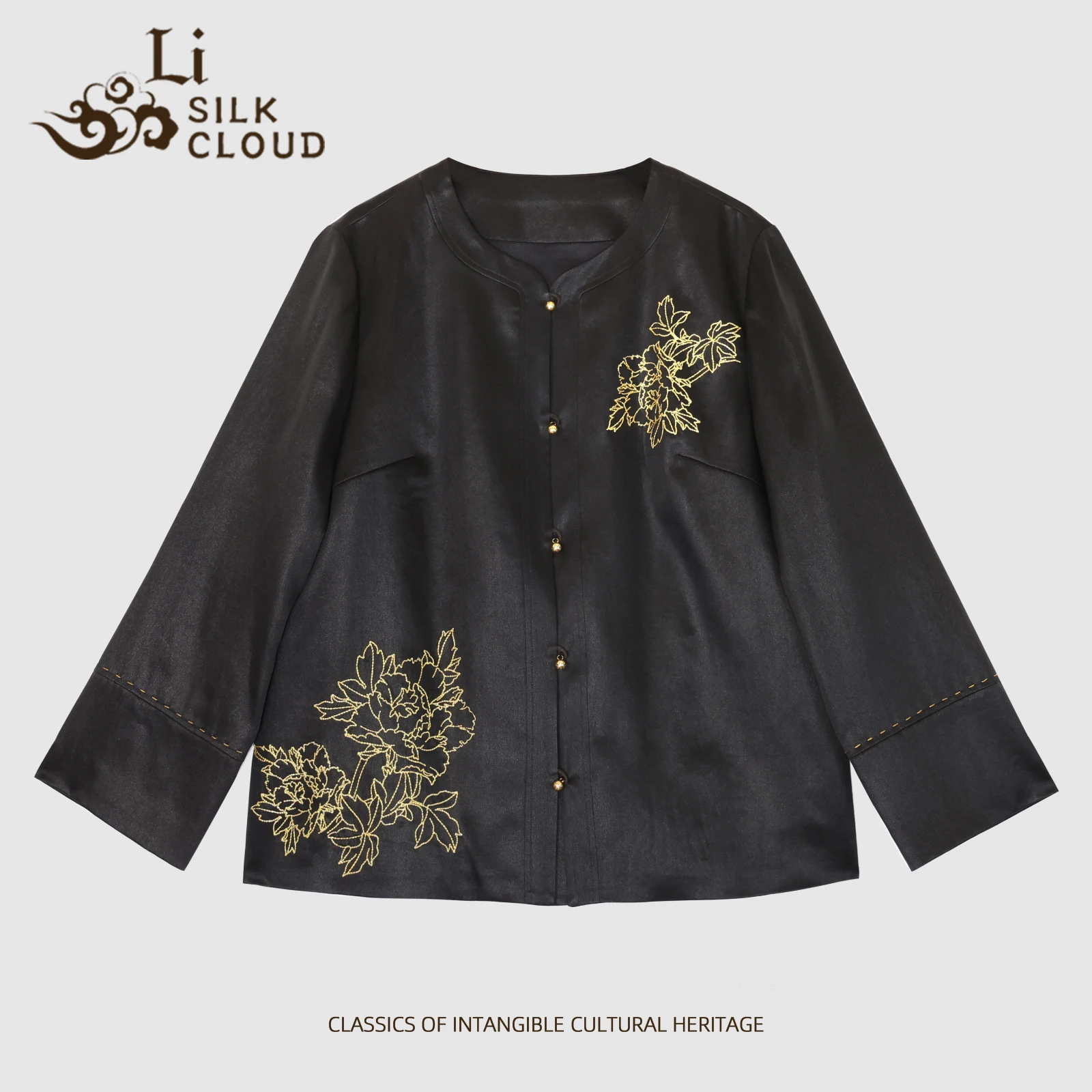 LI SILK CLOUD Women's Autumn Xiangyunsha jacket - 100% Mulberry Silk, Soft Matte Texture & Flowy Drape