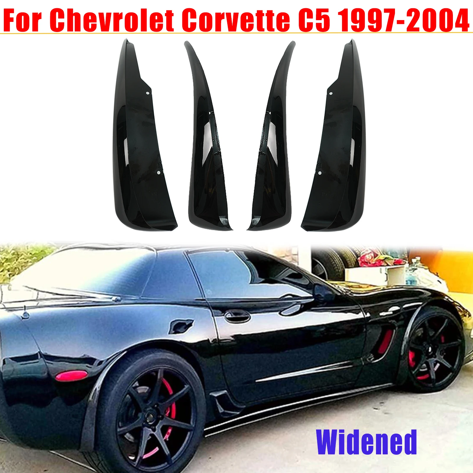 

For Chevrolet Corvette C5 1997-2004 All Models Front Rear Extended Mud Flaps Splash Guards Cars Accessories Glossy Black