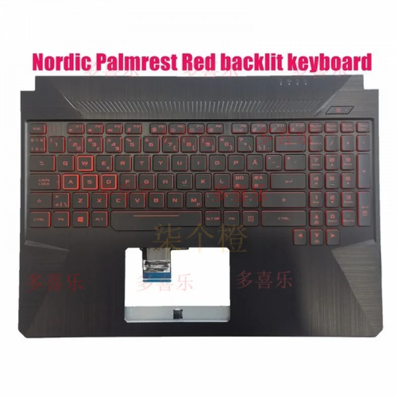 QQ      Nordic Palmrest 4pin Red backlit keyboard for Asus FX505G FX505D FX505DD FX505GM