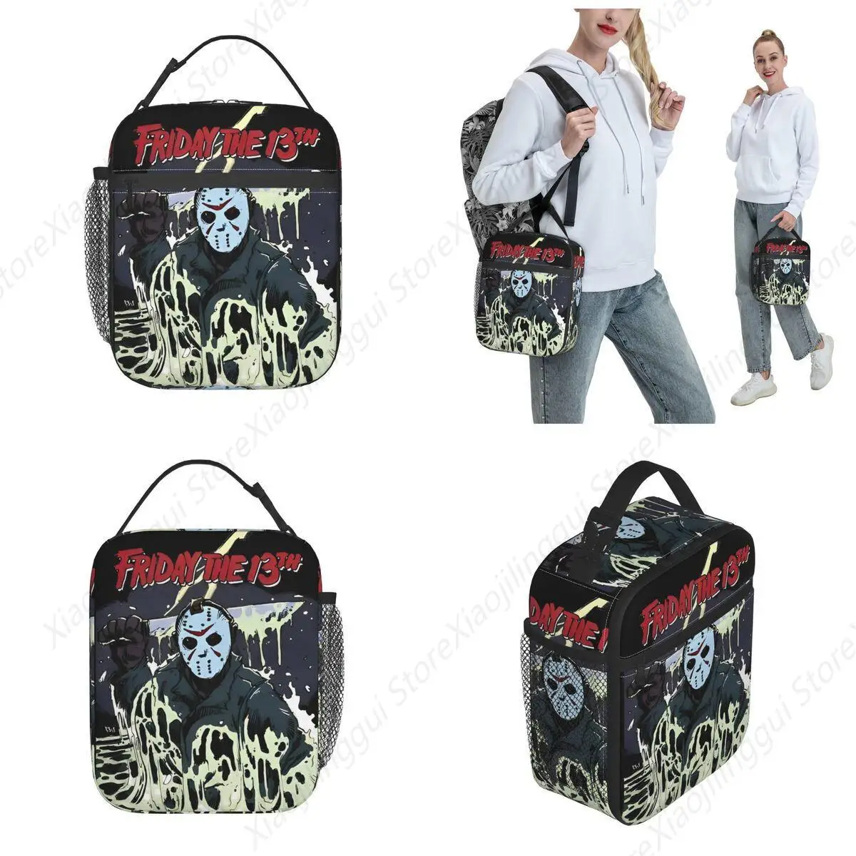 Friday 13th Halloween Movie Insulated Lunch Bag Jason Voorhees Storage Food Box Portable Thermal Cooler Bento Box School