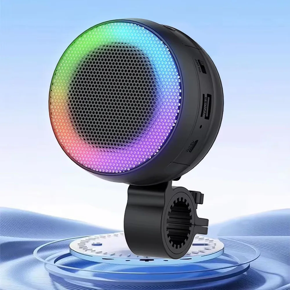1pc Outdoor Wireless Portable Waterproof BT Speaker RGB Light HiFi Bass Anti-fall Dust-proof Cycling Bicycle Stereo Speaker