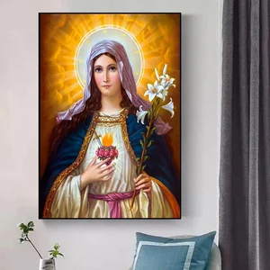 Clássica Virgem Maria Pintura Canvas, Wall Art Posters and Prints, Christian Picture, Sala de igreja religiosa, Home Decor 8 principais vendas poster católico - №6