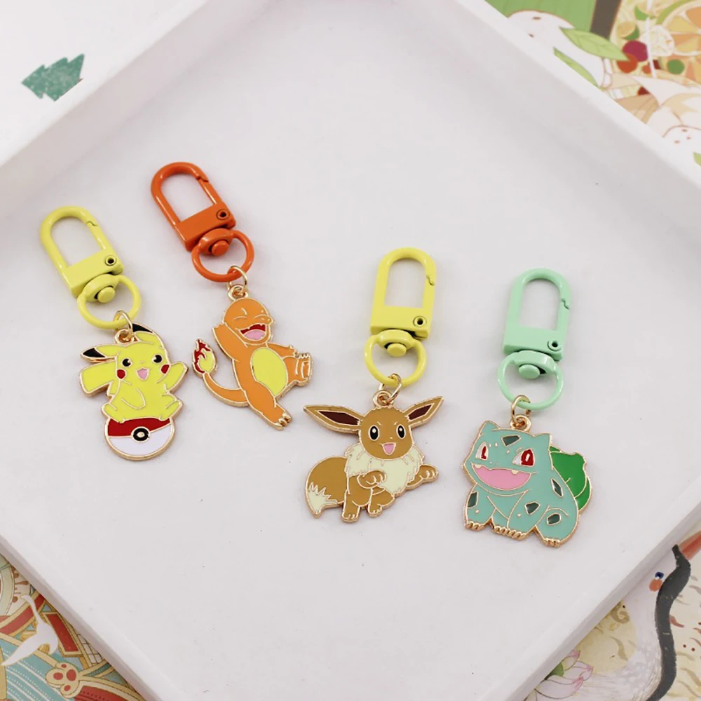 Pokemon Keychain Squirtle Bulbasaur Pikachu Cartoon Key Chain Pendant Alloy Pokémon Keyring Bag Pendant Accessorie Jewelry Gift image 2