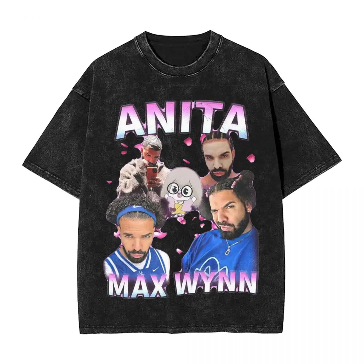 Anita Max Wynn Meme Washed T Shirt Streetwear Hip Hop Vintage T-Shirt Tees Men Women Short Sleeve Oversize Summer