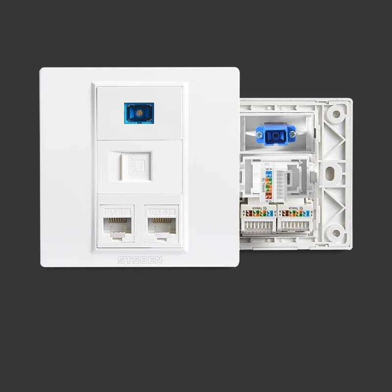 

3-портовый CAT5E CAT6 CAT6A CAT7 CRJ45 Ethernet-модуль 1-портовая оптоволоконная розетка SC для оптического интерфейса 86 Тип настенных панелей