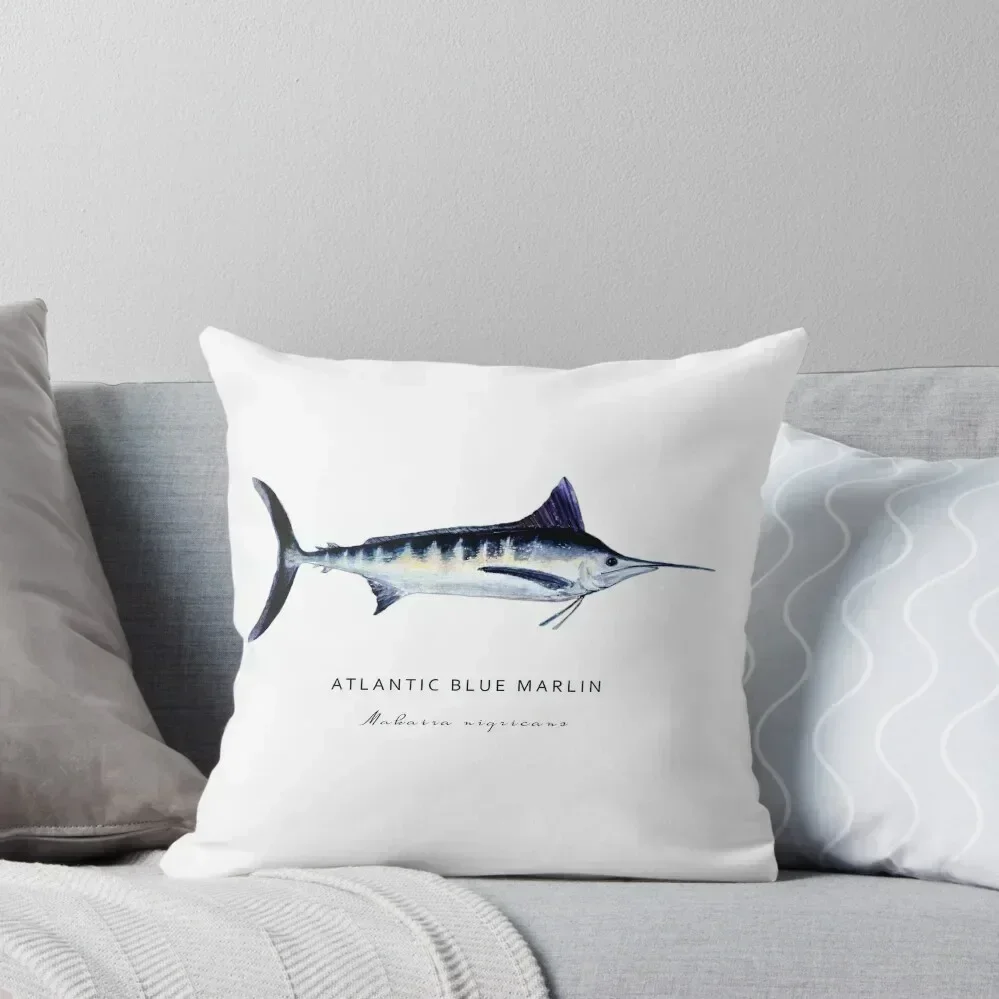 

Atlantic Blue Marlin Watercolor Marine Wildlife #3 Throw Pillow Pillow Covers Decorative pillows decor home pillow