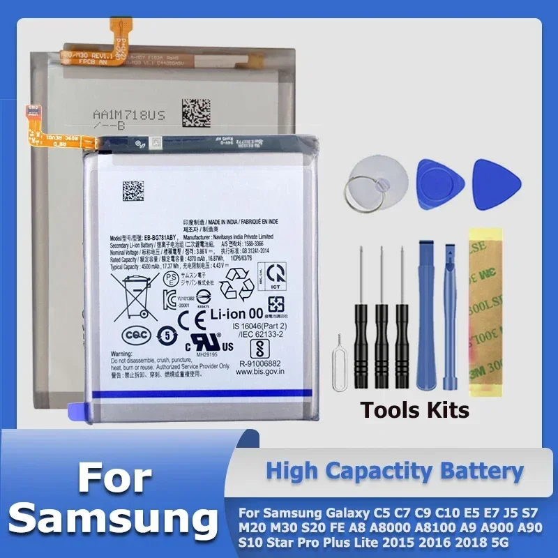 Battery For Samsung Galaxy C5 C7 C9 C10 E5 E7 J5 S7 M20 M30 S20 FE A8 A8000 A8100 A9 A900 A90 S10 Star Pro Plus Lite 5G + Tool