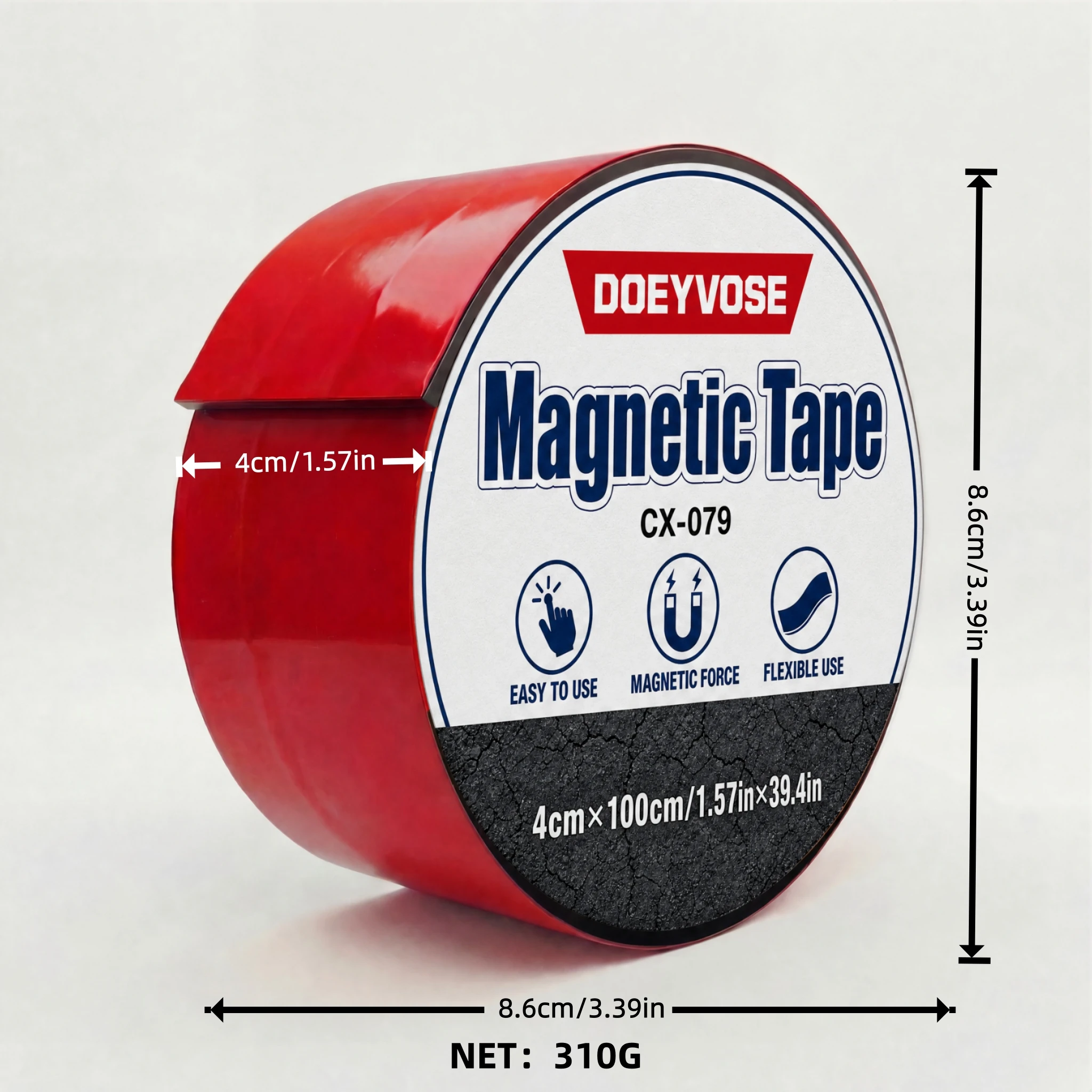 Flexible Self‑Adhesive Magnetic Tape Strip 4cm x 2mm x 1m Magnet Sticker for DIY Crafts