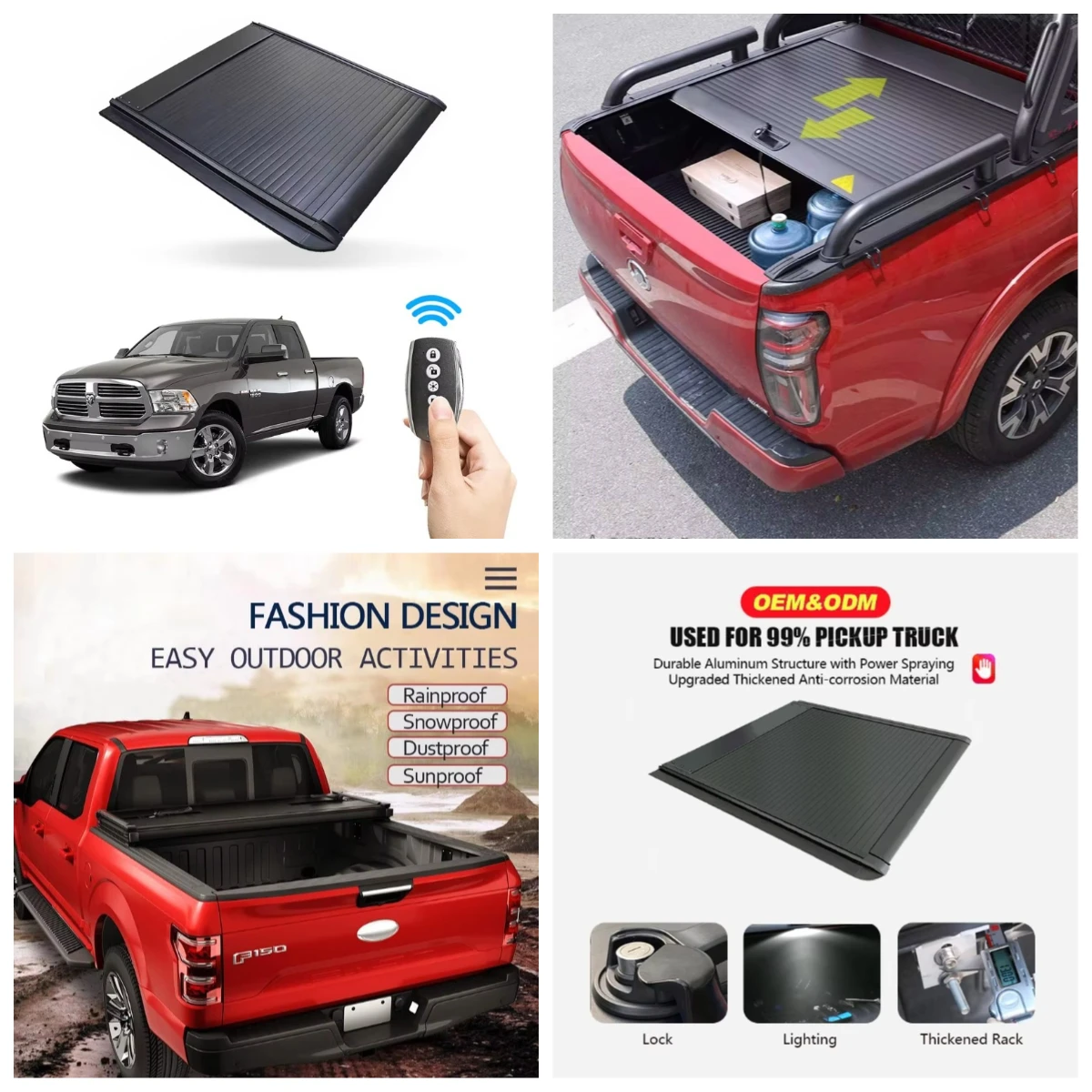 

Dream Garage Automatic Pickup Truck Bed Electric Tonneau Cover W/ Tool Box Ram 1500 2009-2010 Retractable Aluminum Alloy W