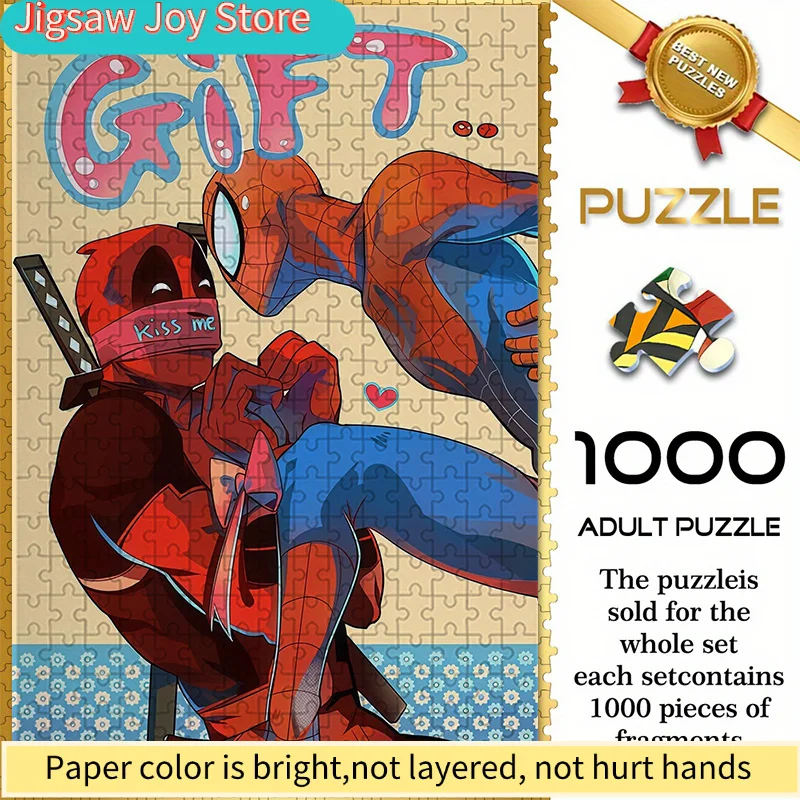 

Бесшовные пазлы с тематикой Marvel: Человек-паук и Дэдпул W1.7-79, с забавным интерактивным мультяшным дизайном, прочные и толстые.