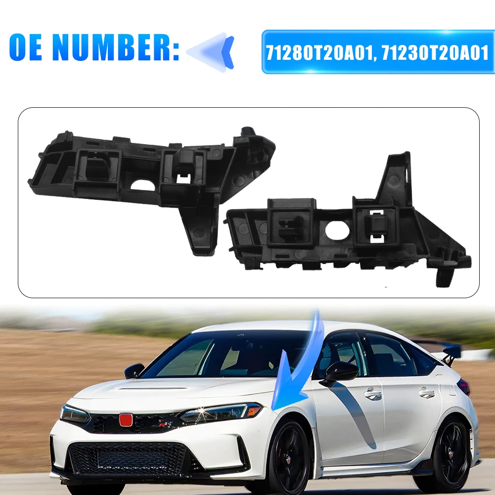 Car Accessories For Honda Civic 2022-2023 Pair Front Bumper Retainer Mounting Brackets Set 71280T20A01 71230T20A01