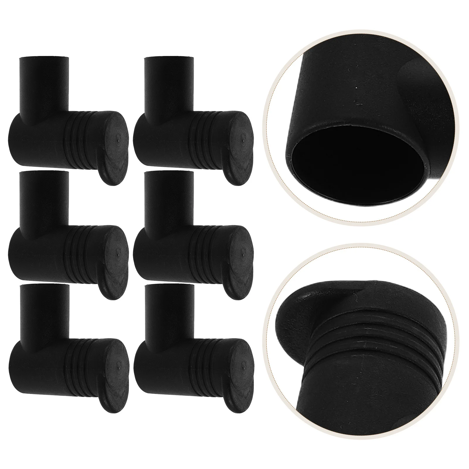 

6pcs Clothes Rack Joints Plastic Tube Connectors For Floor Standing Drying Racks Black Rail Clamps 2.99 X 2.63 In