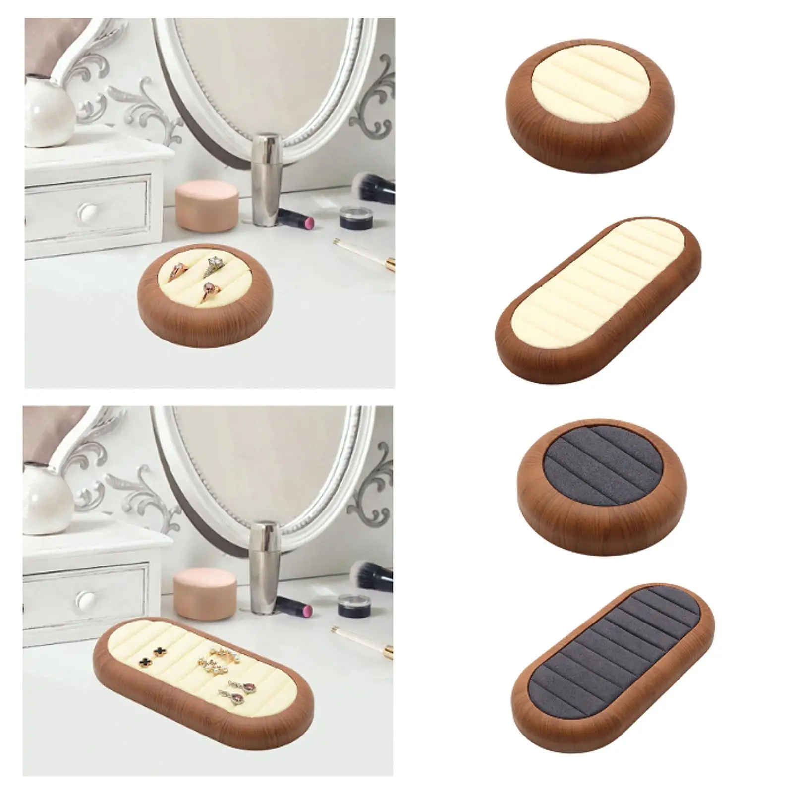 

Поднос-органайзер для колец Поднос для демонстрации ювелирных изделий Деревянная витрина Держатель для сережек