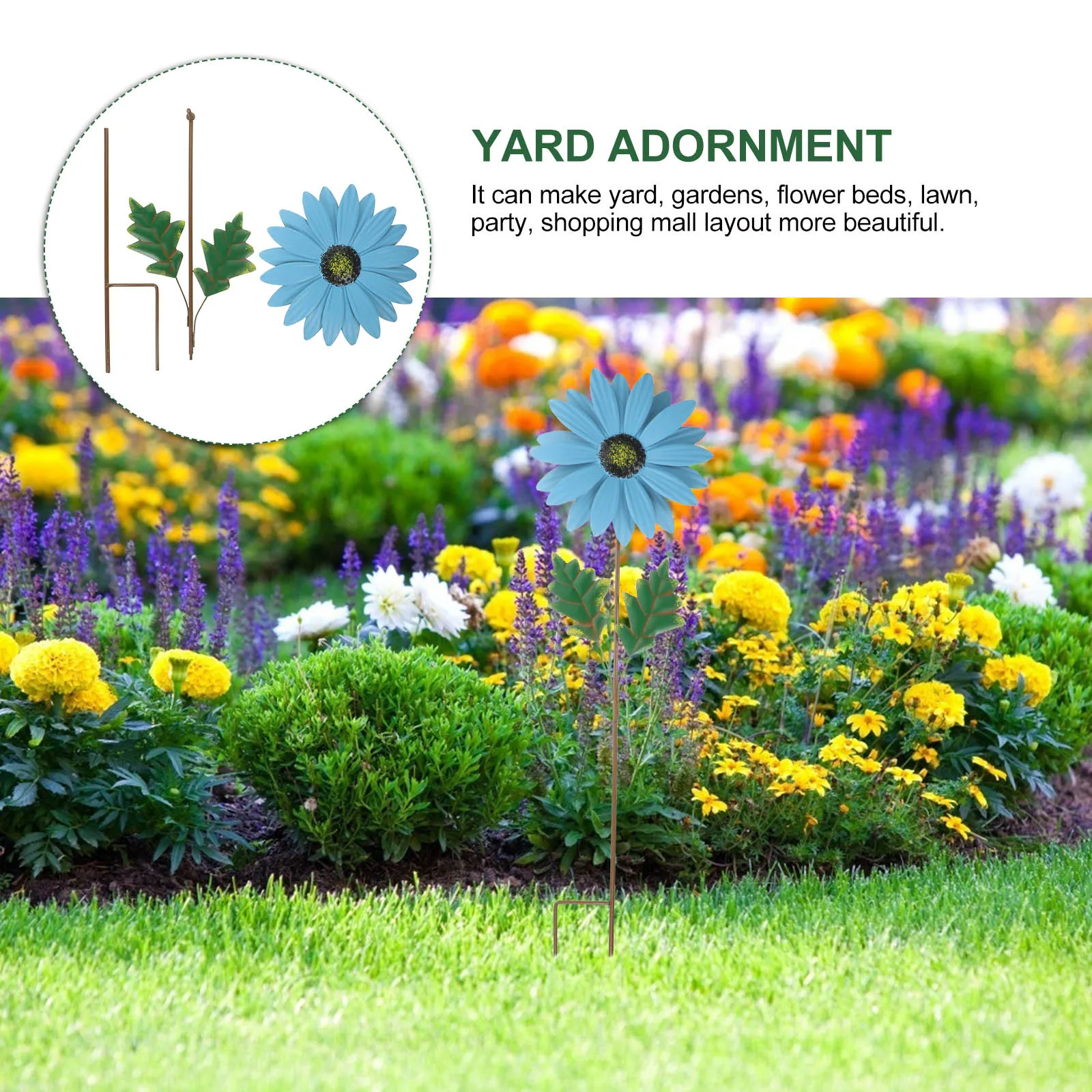 

Metal Flower Garden Decor Lifelike Iron Craft Outdoor Spring Decor for Yard Pathway Lawn Decoration Stakes Flower Lawn Sign